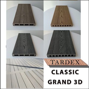 Террасная доска ДПК дерево полимерный композит TardeX 3D Grand Classic цвет Венге Натур Стоун Антрацит