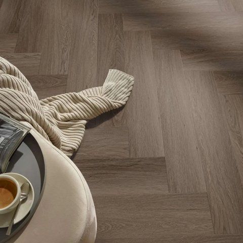 Кварц Виниловый пол SPC ламинат COREPEL Herringbone S41492 Brown Oak