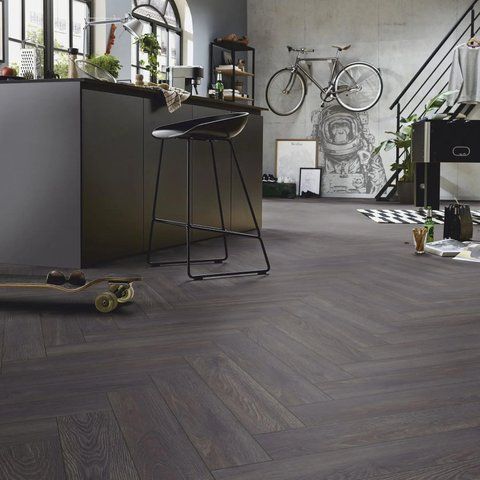 Ламінат Kronotex Herringbone 6010 Elba Oak Black клас 32 товщина 8